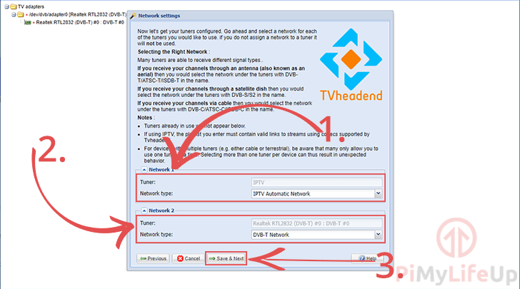 Select TVHeadend Tuner