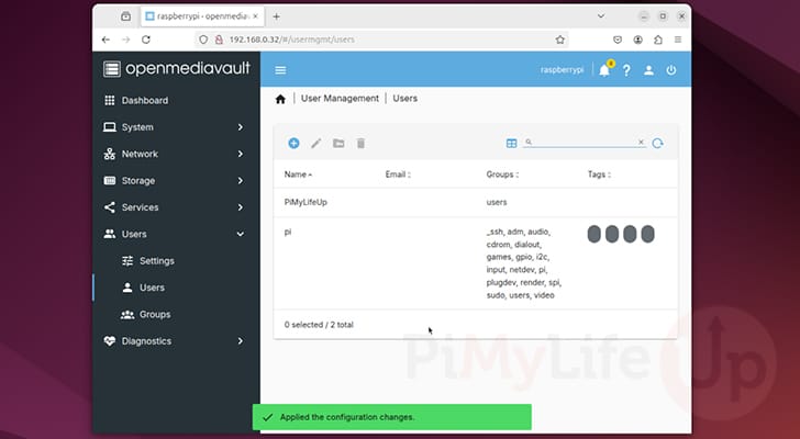 New Raspberry Pi OpenMediaVault user created