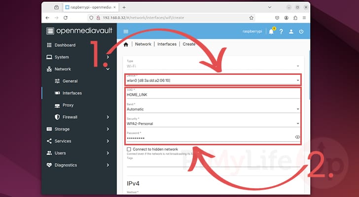 Fill out Wi-Fi details for OpenMediaVault on your Raspberry Pi