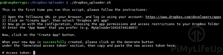Raspberry Pi Dropbox Uploader Script Command Line
