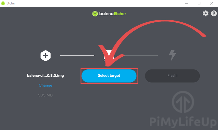 Select Drive to Write BalenaOS image to