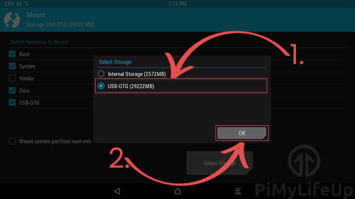 Select USB as Storage Device to access