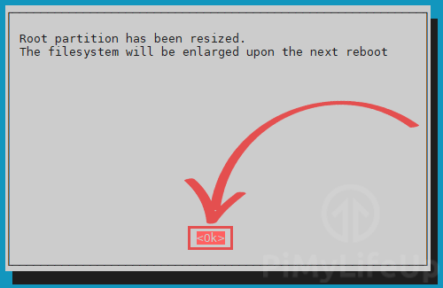 root partition successfully resized