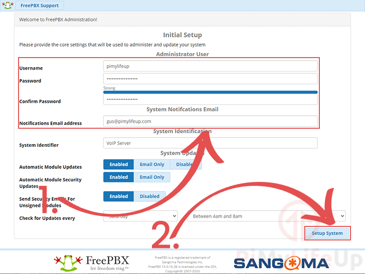 Create account on FreePBX