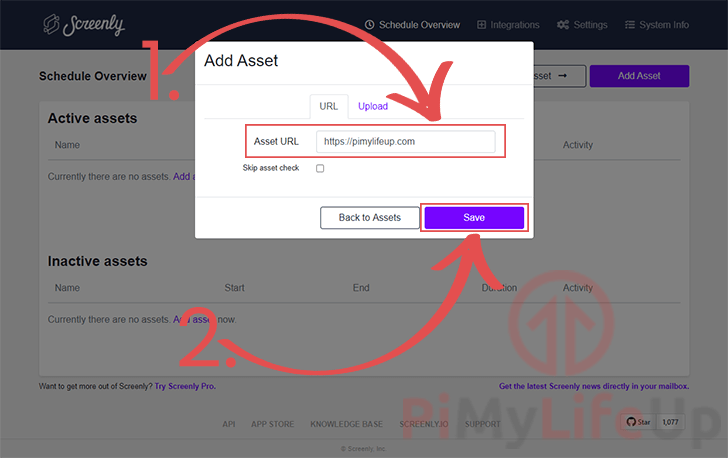 Adding a URL Based Asset to Screenly