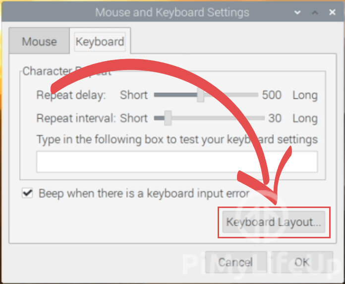 Raspberry Pi Keyboard Layout Settings Button