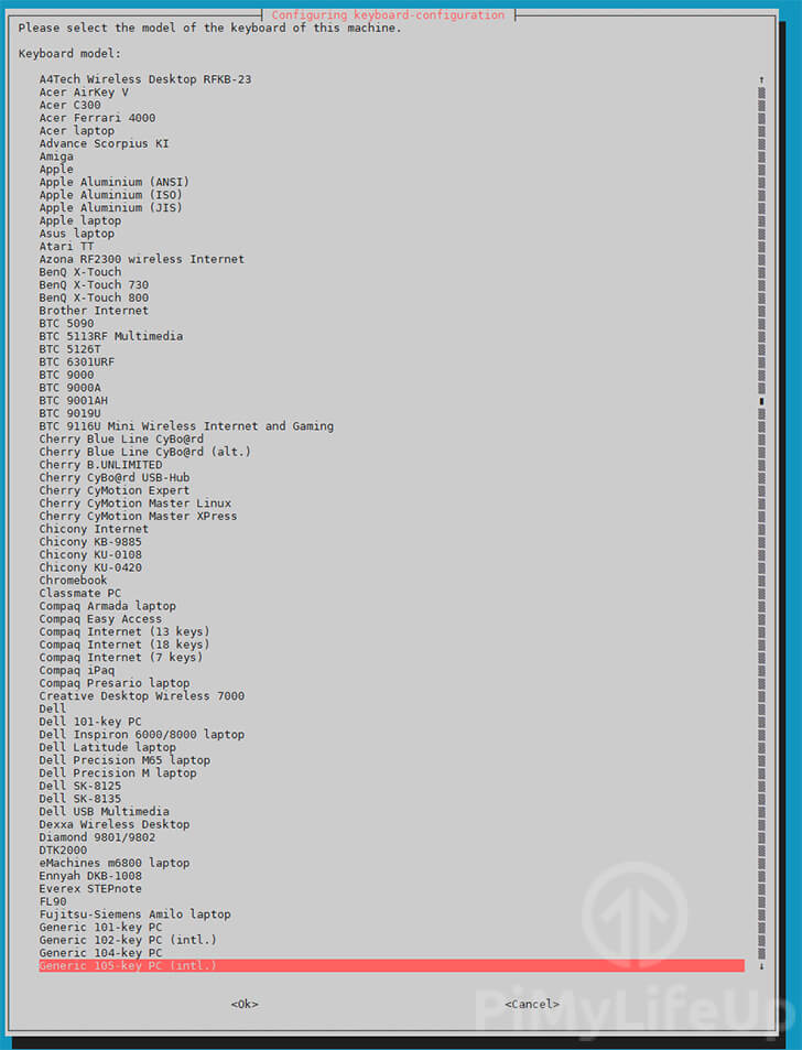 Raspi-Config Keyboard Model