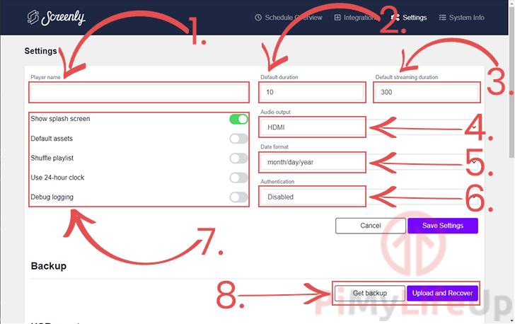 Screenly Settings Explanation