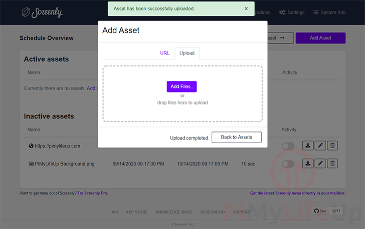 Uploading an Asset to Screenly