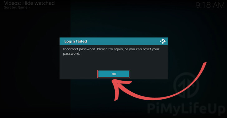 Incorrect Password Error