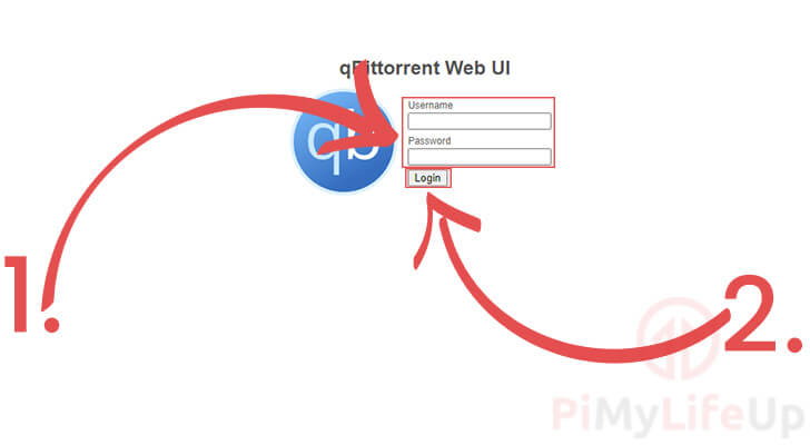 Logging in to the Raspberry Pi qBittorrent Web UI