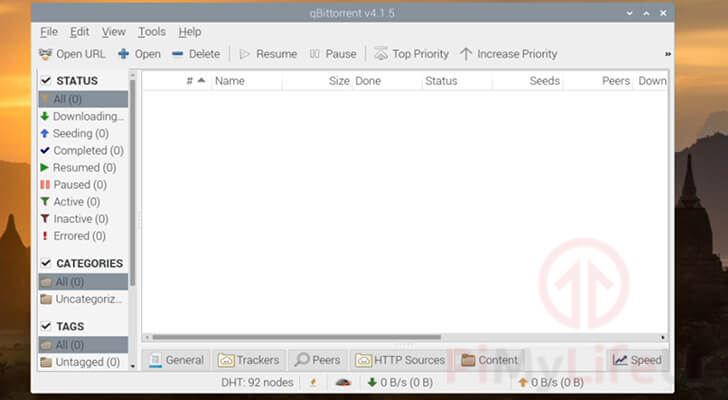 qBittorrent Successfully opened on the Raspberry Pi