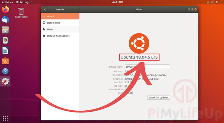 Finding the Ubuntu 18.04 Version through Desktop Interface
