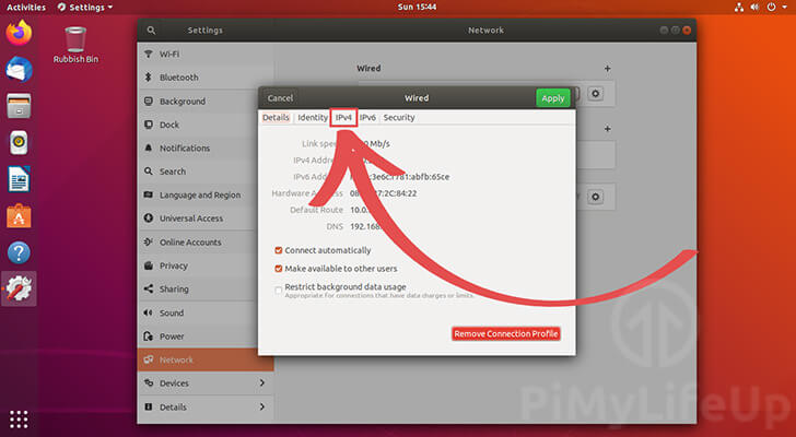 Change to IPv4 or IPv6 Tab