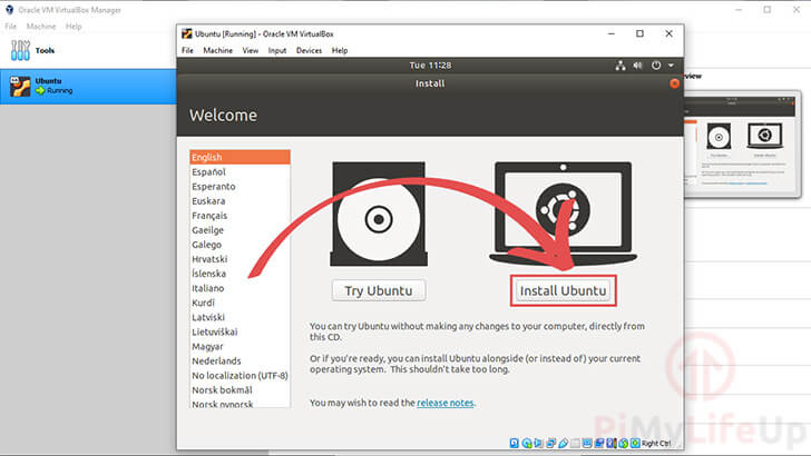 Installing Ubuntu using VirtualBox