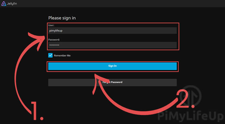 Logging in to the Raspberry Pi Jellyfin Web Interface