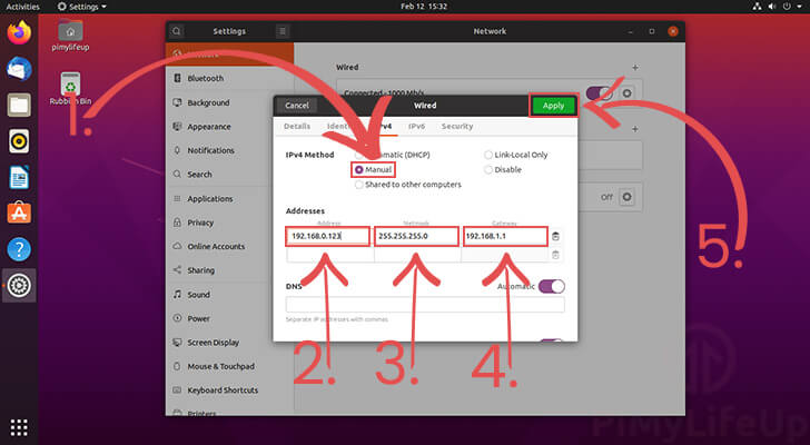 Setting the static IP Address on Ubuntu 20.04