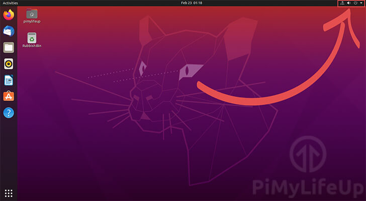 Ubuntu 20.04 Click Top Right Panel
