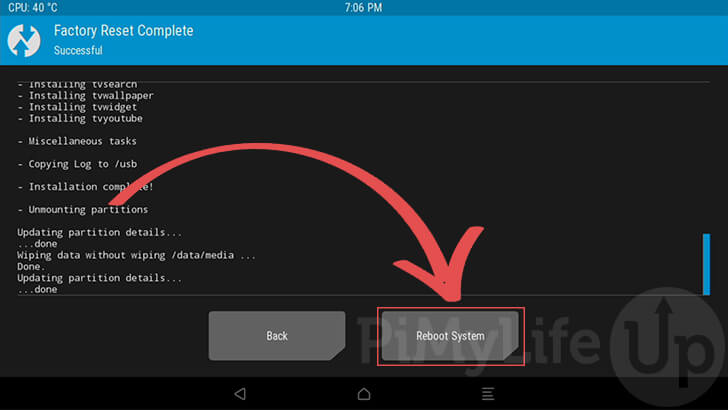 Reboot Raspberry Pi Back to Android TV