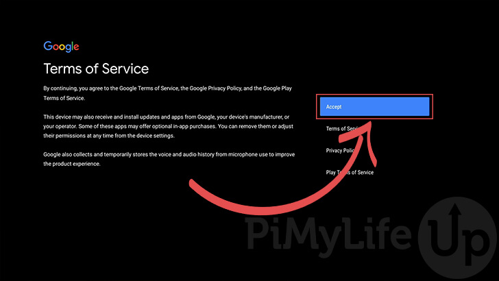 Accept Google Terms of Service