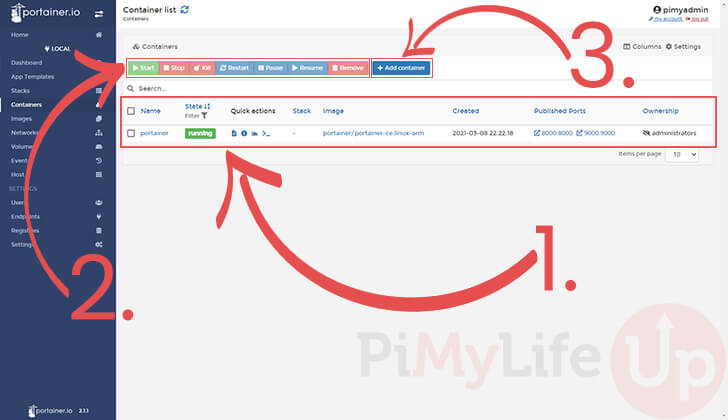 Container List Overview