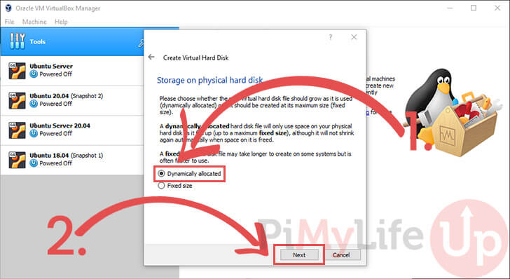 Choose Disk Storage Type