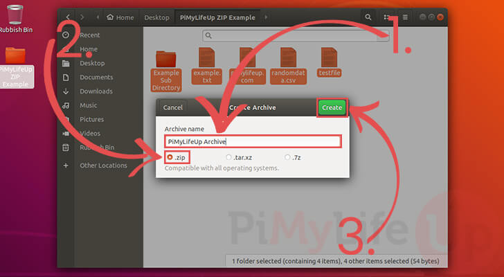 Create ZIP Archive on Ubuntu