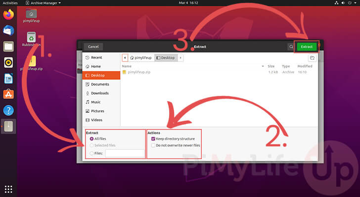 Unzip Archive on Ubuntu