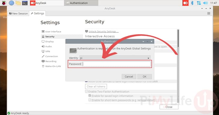 Type password for current account