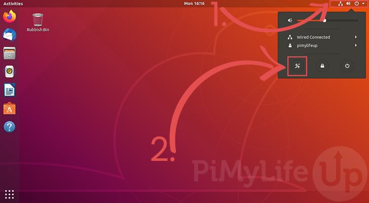 Open Settings on Ubuntu 18.04
