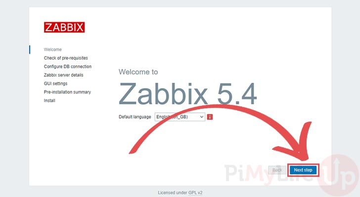 Zabbix Setup Welcome Screen