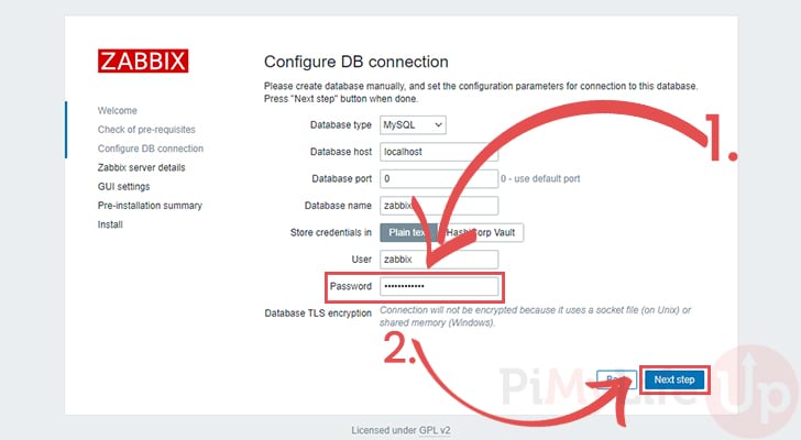 Configure Zabbix Raspberry Pi DB connection