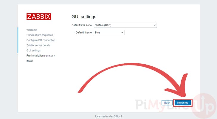 Configure Raspberry Pi Zabbix GUI Settings