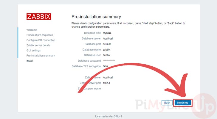 Zabbix Pre-installation summary