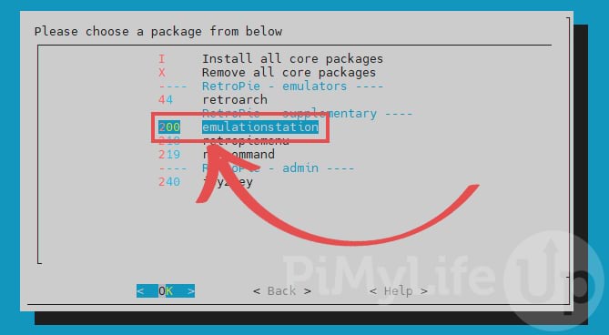 Choose EmulationStation package for Raspberry Pi