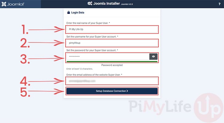 Joomla Login Setup Page