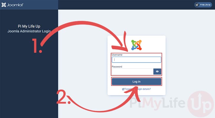 Joomla Login Screen