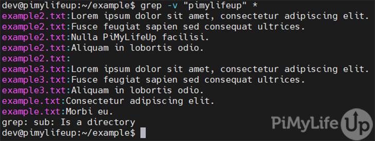 Invert search output