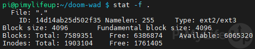 Using the stat command to get status of filesystem