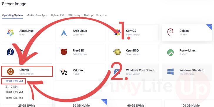 Choose Ubuntu as Server Image