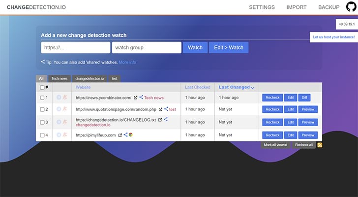 Changedetection.io Running on the Raspberry Pi