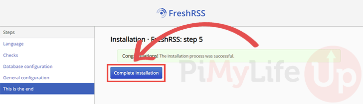 FreshRSS Successfully Setup on Raspberry Pi