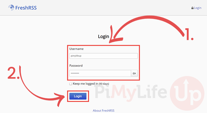 Logging in using the form
