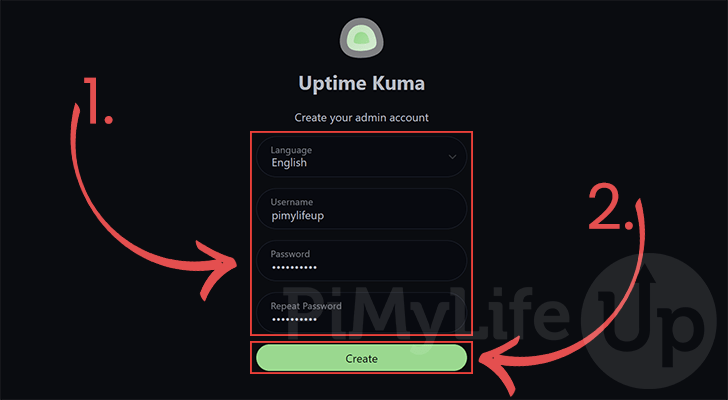 Create Uptime Kuma Account