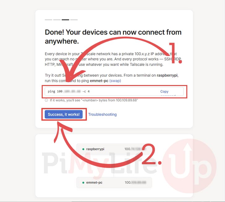 Ping Raspberry Pi from Tailscale