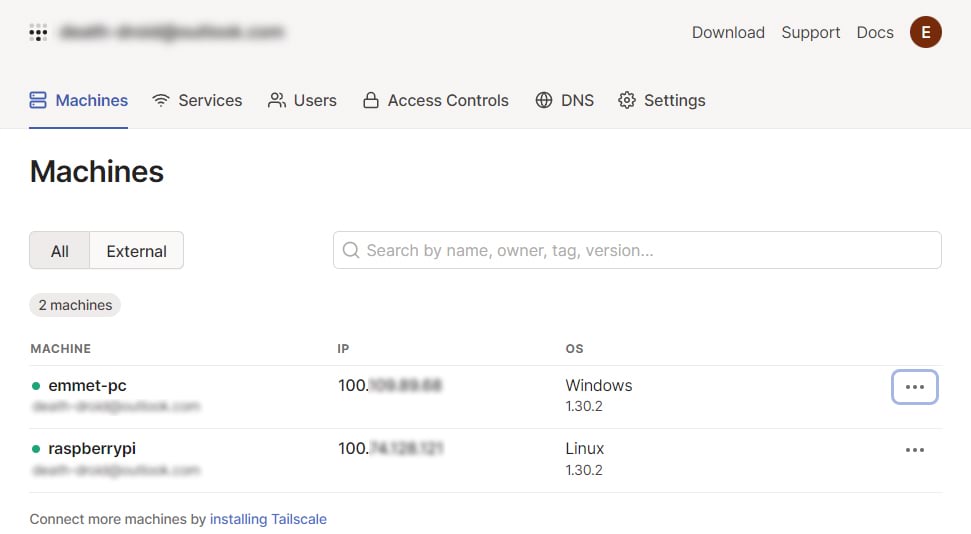 Raspberry Pi Tailscale Admin Console