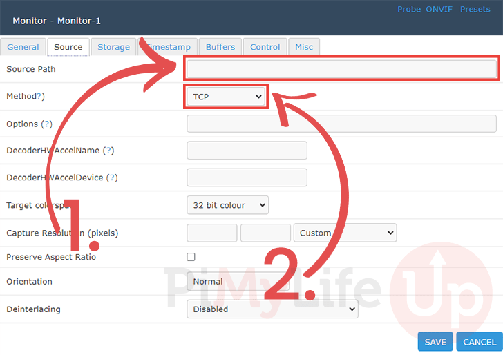 Set ZoneMinder Camera source