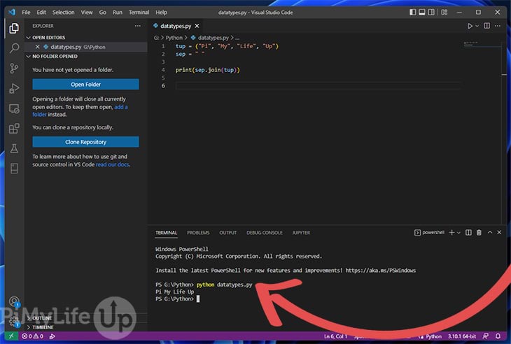 Run a Python Script Visual Studio Code using the inbuilt terminal