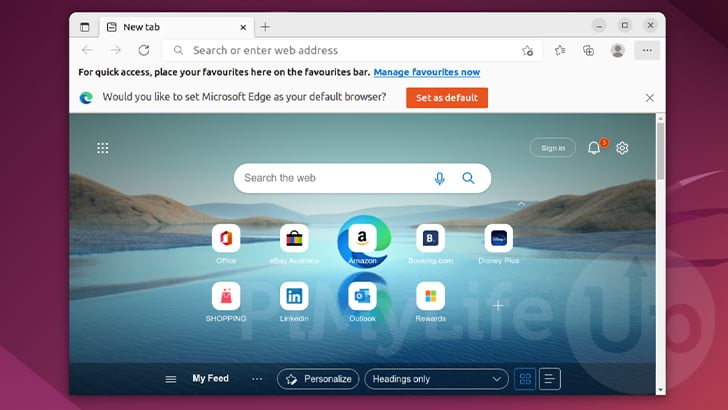 Microsoft Edge running on Ubuntu