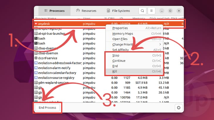 Select Process to Kill on Ubuntu
